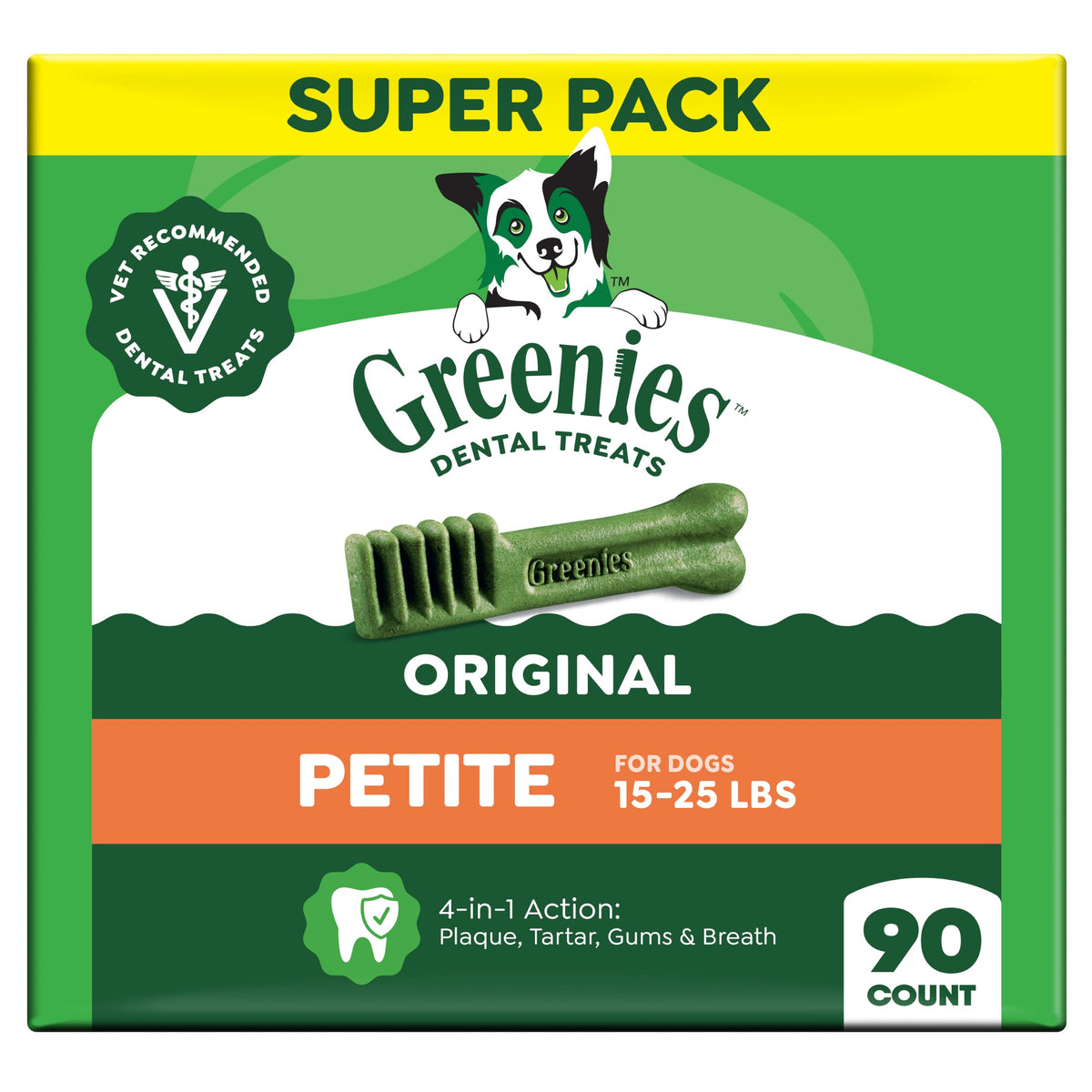 Greenies Petite Natural Dental Dog Treats, Original Flavor, 60 Count
