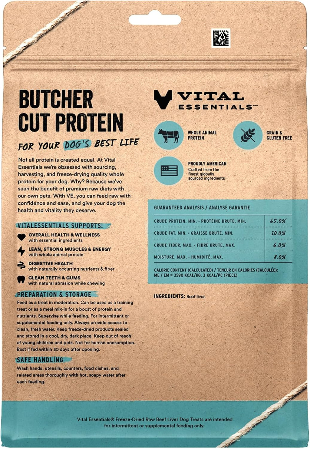 Vital Essentials Freeze Dried Dog Treats, Beef Liver, 15 oz Bag