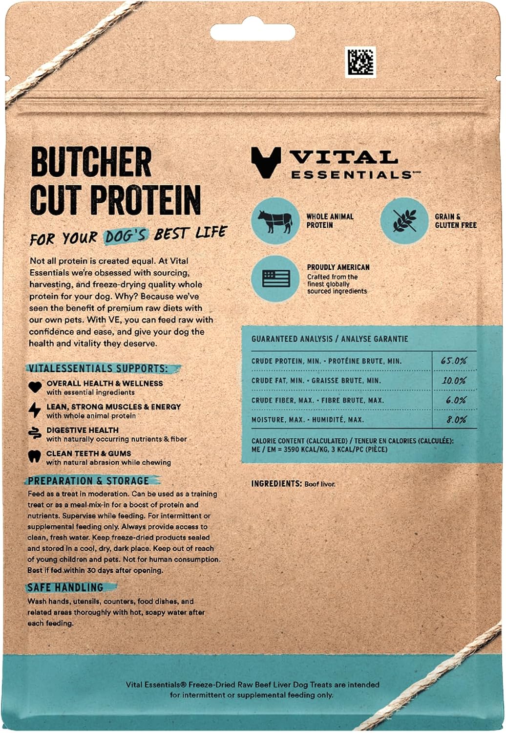 Vital Essentials Freeze Dried Dog Treats, Beef Liver, 15 oz Bag