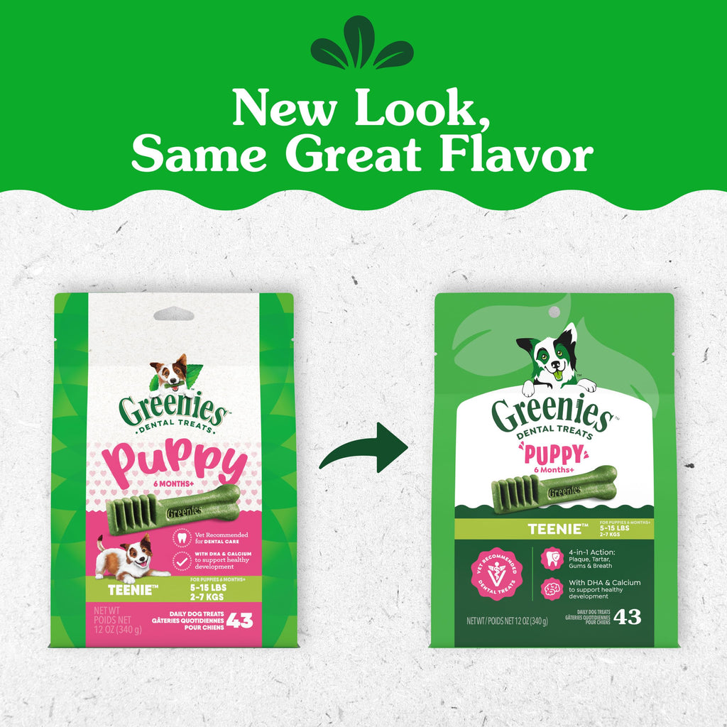 Greenies Puppy Teenie Natural Dental Dog Treats, Original Flavor, 22 Count