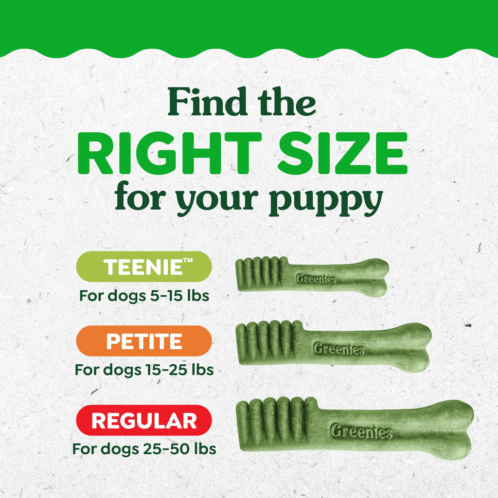 Greenies Puppy Teenie Natural Dental Dog Treats, Original Flavor, 22 Count