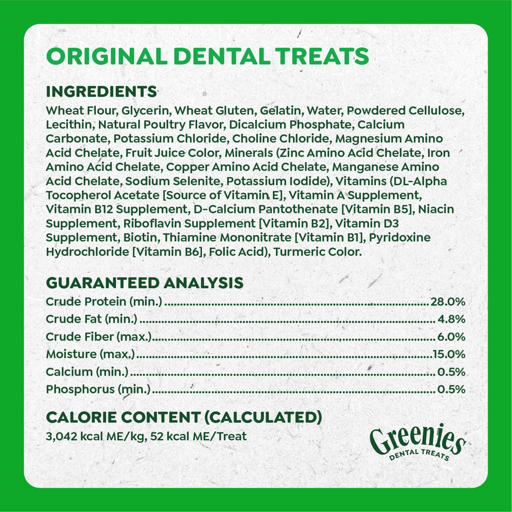 Greenies Petite Natural Dental Dog Treats, Original Flavor, 60 Count
